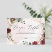 Deep red burgundy floral gold frame diaper Tombola Begleitkarte (Stehend Vorderseite)