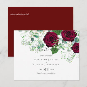 Deep Red Burgundy Rose Hochzeitstag Rett Date Postkarte