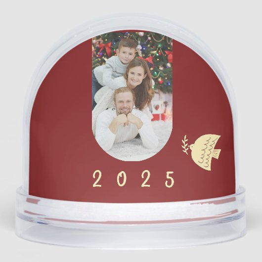 Deep Red, Butter Yellow Photo Year Christmas  Schneekugeln (Vorderseite)