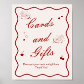 Deep Red Cherry Bridal Shower Cards and Gifts Poster (Vorne)