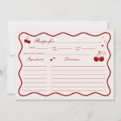 Deep Red Cherry On Top Bridal Shower Recipe Card Einladung (Vorderseite)