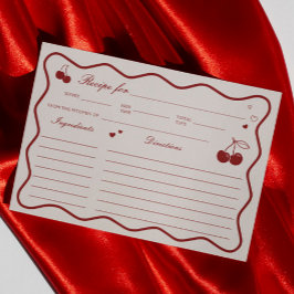 Deep Red Cherry On Top Bridal Shower Recipe Card Einladung
