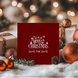 Deep Red Christmas Brunch Party Save The Date