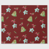 Deep Red Christmas Decorations Geschenkpapier (Flach)