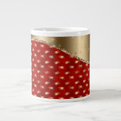 Deep Red Christmas Floral mit Gold Ribbon Jumbo-Tasse (Vorderseite)