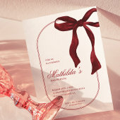 Deep Red Coquette Bow Birthday Invitation Einladung