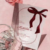 Deep Red Coquette Bow Birthday Invitation Einladung