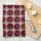 Deep Red Dahlia Floral Pattern Geschirrtuch (Viertel Falte)