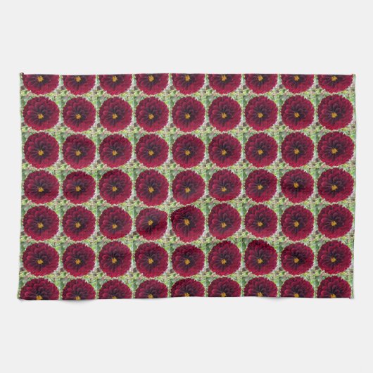 Deep Red Dahlia Floral Pattern Geschirrtuch (Horizontal)