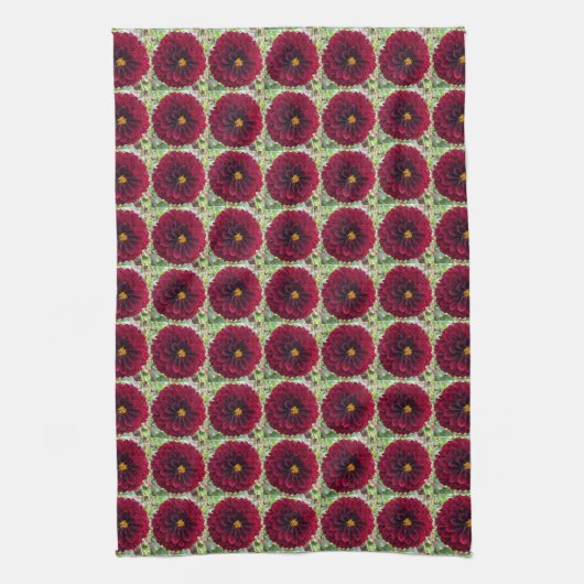 Deep Red Dahlia Floral Pattern Geschirrtuch (Vertikal)