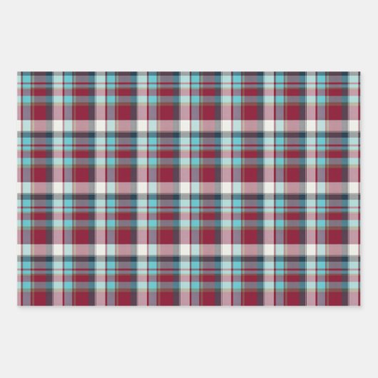 Deep Red, Dark Eclipse, Turquoise, Teal... Plaid Geschenkpapier Set (Vorderseite 3)