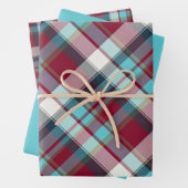 Deep Red, Dark Eclipse, Turquoise, Teal... Plaid Geschenkpapier Set (Beispiel)