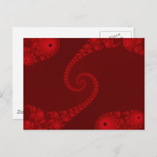 Deep Red Double Spiral Postcard Postkarte (Vorne/Hinten)