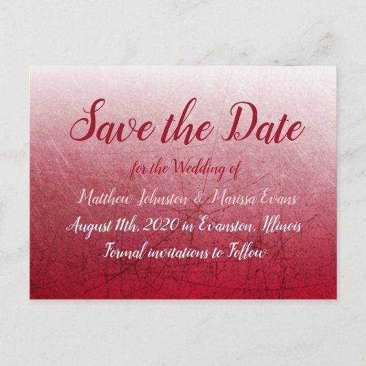 Deep Red Fade Bubbles Save the Date Postcard Postkarte (Vorderseite)