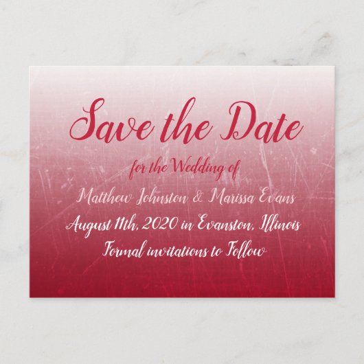 Deep Red Fade Bubbles Save the Date Postcard Postkarte (Vorderseite)