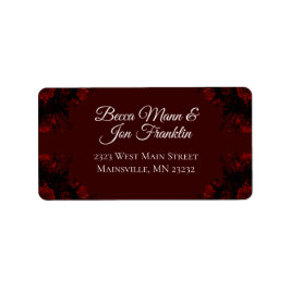 Deep Red Floral Elegante Gotische Hochzeit Adressaufkleber