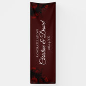 Deep Red Floral Elegante Gotische Hochzeit Banner (Vertikal)
