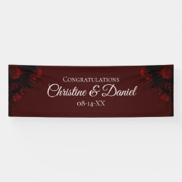 Deep Red Floral Elegante Gotische Hochzeit Banner