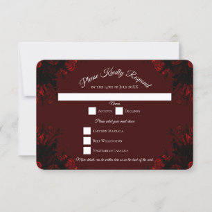 Deep Red Floral Elegante Gotische Hochzeit Einladung