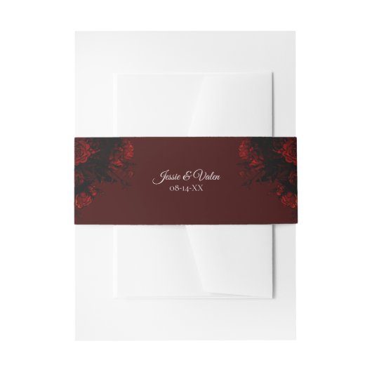 Deep Red Floral Elegante Gotische Hochzeit Einladungsbanderole (Vorderseite Beispiel)