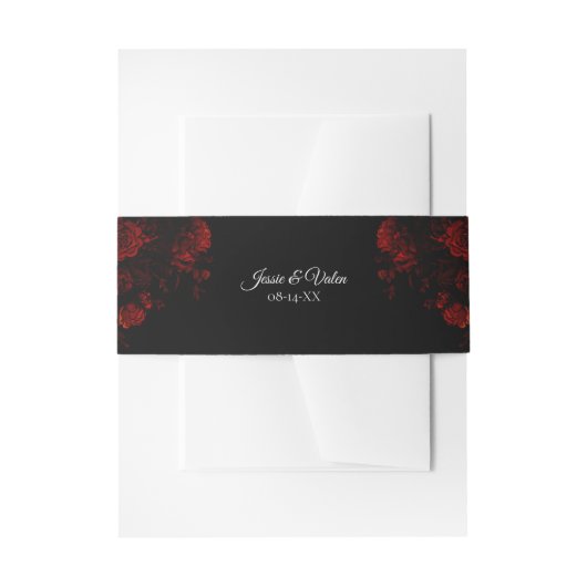 Deep Red Floral Elegante Gotische Hochzeit Einladungsbanderole (Vorderseite Beispiel)