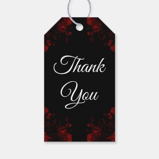 Deep Red Floral Elegante Gotische Hochzeit Geschenkanhänger (Vorderseite)