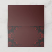Deep Red Floral Elegante Gotische Hochzeit Platzkarte (Außenseite Aufgefaltet)