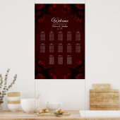 Deep Red Floral Elegante Gotische Hochzeit Poster (Küche)