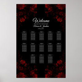 Deep Red Floral Elegante Gotische Hochzeit Poster