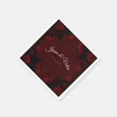 Deep Red Floral Elegante Gotische Hochzeit Serviette (Ecke)