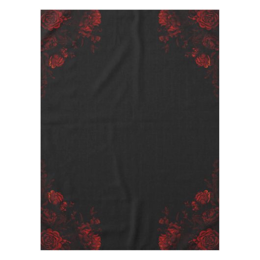 Deep Red Floral Elegante Gotische Hochzeit Tischdecke (Vorderseite)