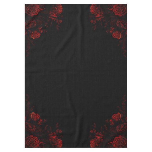 Deep Red Floral Elegante Gotische Hochzeit Tischdecke (Vorderseite)