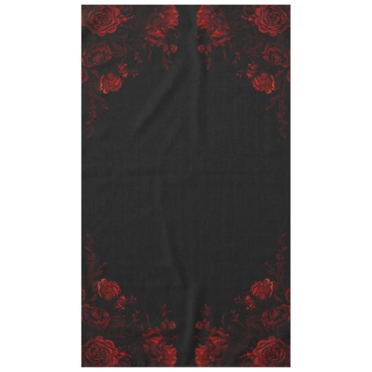 Deep Red Floral Elegante Gotische Hochzeit Tischdecke (Vorderseite)