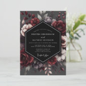 Deep Red Floral Enchantment Wedding Einladung (Stehend Vorderseite)