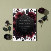 Deep Red Floral Opulence Wedding Einladung