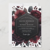 Deep Red Floral Opulence Wedding Einladung (Vorderseite)