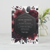 Deep Red Floral Opulence Wedding Einladung (Stehend Vorderseite)