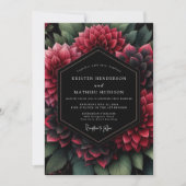 Deep Red Floral Opulent Wedding Einladung (Vorderseite)