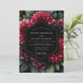 Deep Red Floral Opulent Wedding Einladung (Stehend Vorderseite)