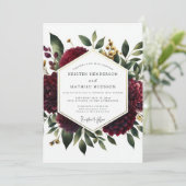 Deep Red Floral Whimsy Wedding Einladung (Stehend Vorderseite)
