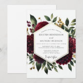 Deep Red Floral Whimsy Wedding Einladung (Vorne/Hinten)