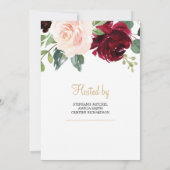 Deep Red Florals und Gold Foil Letting Oh Baby Einladung (Rückseite)
