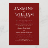Deep Red Formal Typography Wedding Invite Einladung (Vorderseite)