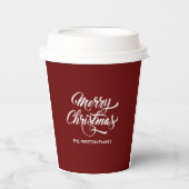 Deep Red Frohe Weihnachten Pappbecher (Vorderseite)