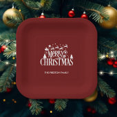 Deep Red Frohe Weihnachten Pappteller