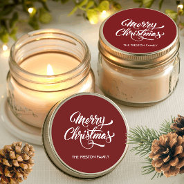 Deep Red Frohe Weihnachten Runder Aufkleber