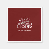 Deep Red Frohe Weihnachten Serviette (Vorderseite)