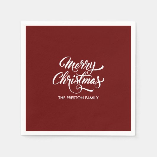 Deep Red Frohe Weihnachten Serviette (Vorderseite)