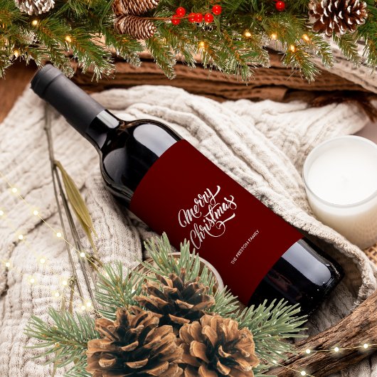 Deep Red Frohe Weihnachten Weinetikett