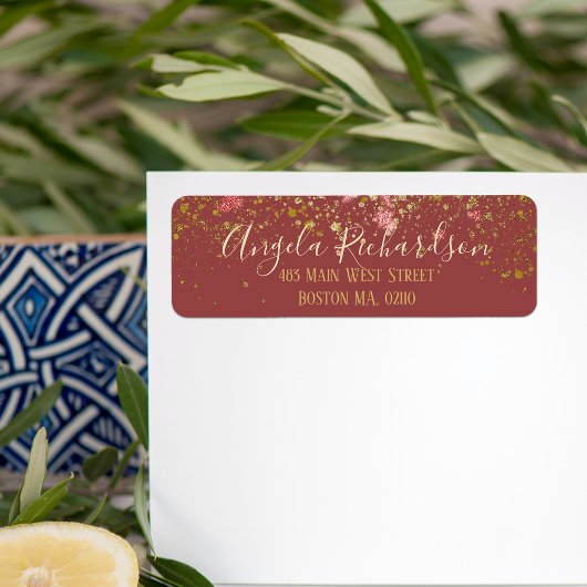 Deep Red Gold Glitzern Paint Spritzers Holiday